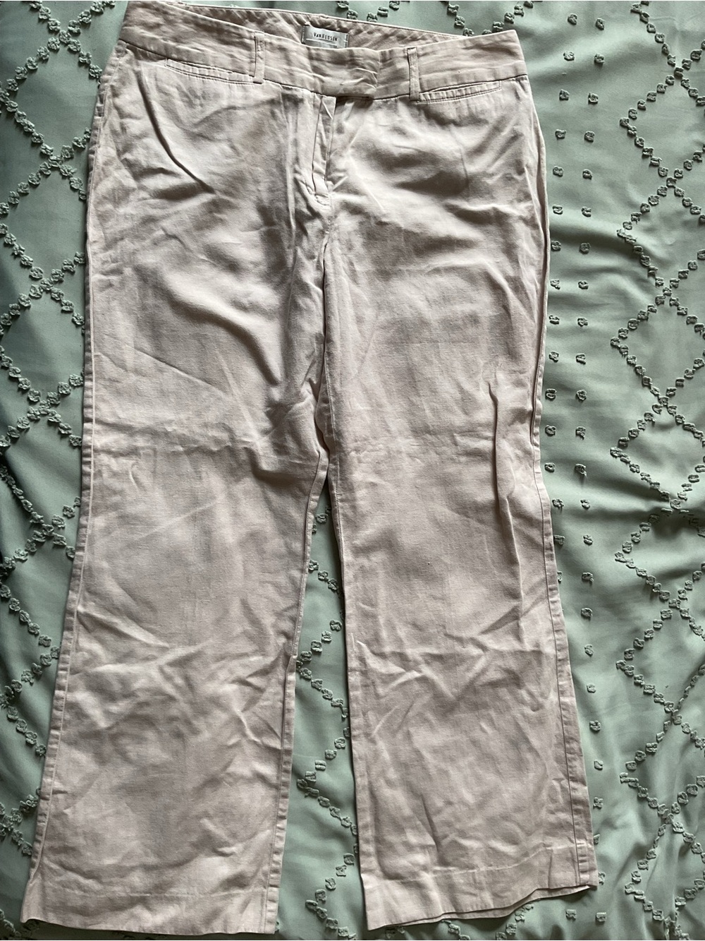 Light Beige vintage Women's linen Dress Pants